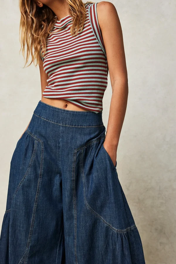 Free People Dawn on Me Wide Leg Jeans - London Blue
