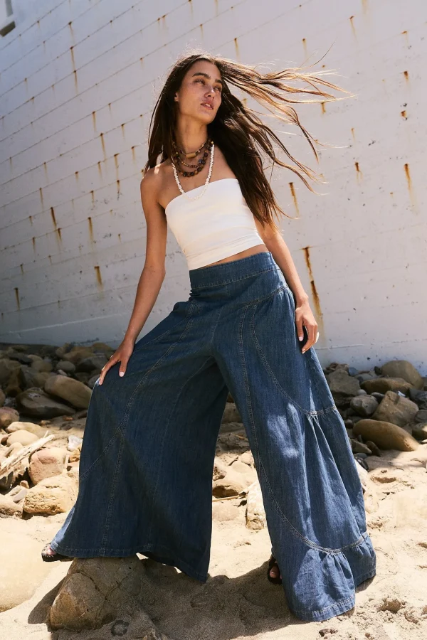 Free People Dawn on Me Wide Leg Jeans - London Blue