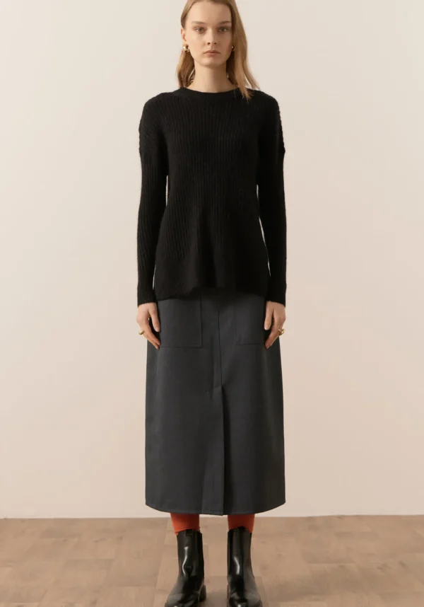 Pol Fitch Ribbed Knit - Black