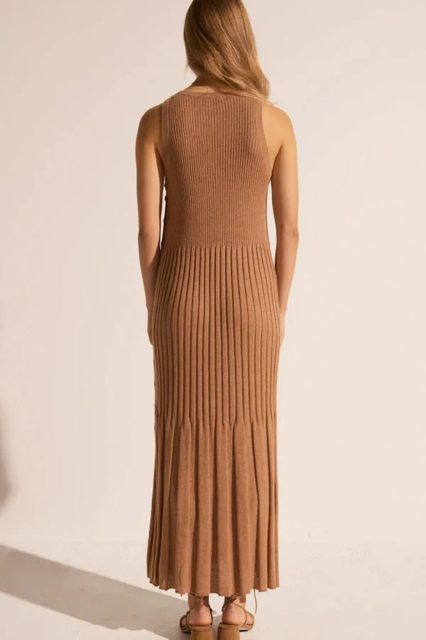 Pol Maui Ribbed Tanbk Dress- Toffee