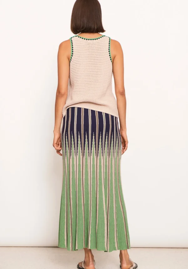 Pol Xander Crochet Tank - Pebble/Ink/Green