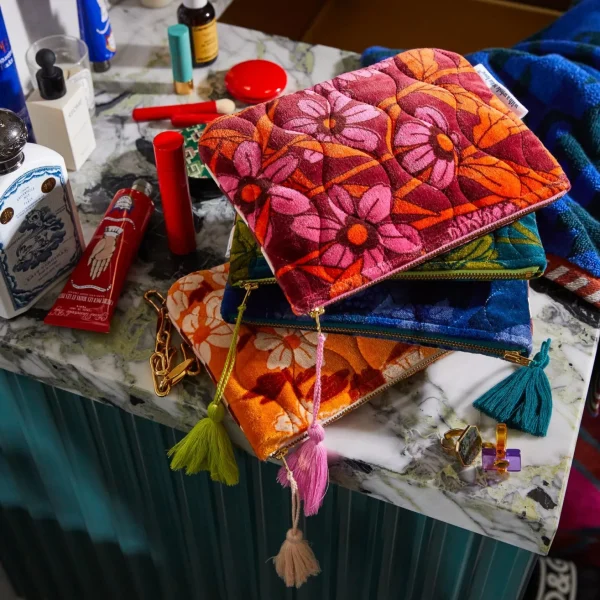 Sage & Clare Bernanda Velvet Pouch - Peacock