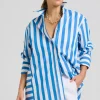 Shirty Andrea Oversized Boyfriend Shirt- Mid Blue Stripe