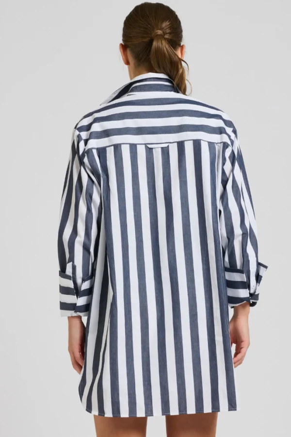 Shirty Andrea Oversized Boyfriend Shirt- Navy Stripe