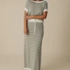 Talamaya Lattice Knitted Skirt - Dusty Olive & Cream