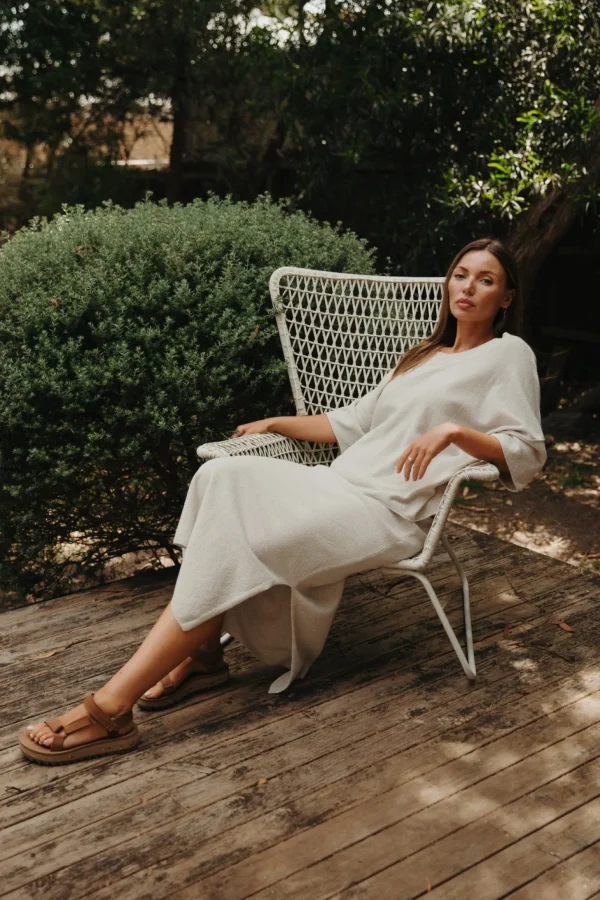 Talamaya Retreat Cotton Twist Skirt - Silver & White