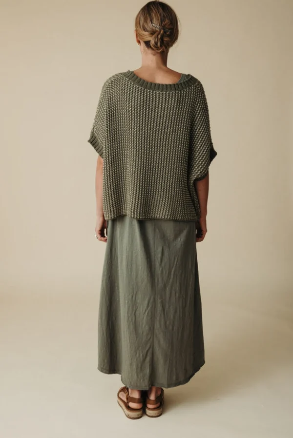 Talamaya Sunray Rib Crop Pullover - Dusty Olive