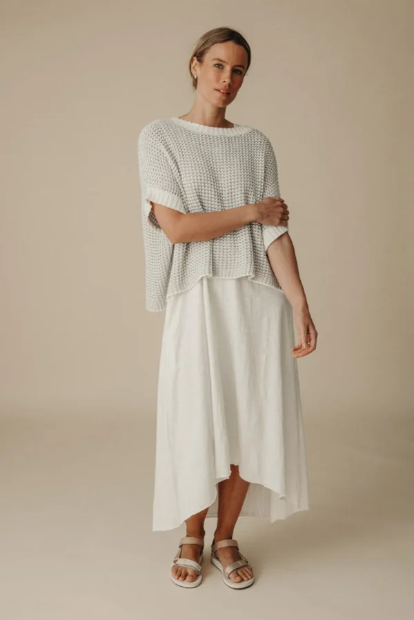 Talamaya Sunray Rib Crop Pullover - White